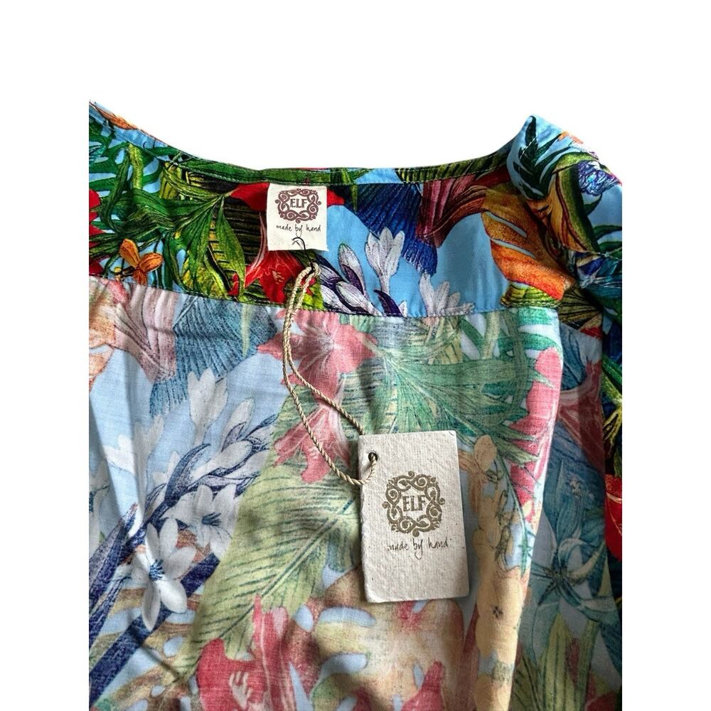 Bali ELF Made By Hand Carmen Floral Tiered Wrap Maxi Dress Sz XL Jungle Oasis - Picture 6 of 10